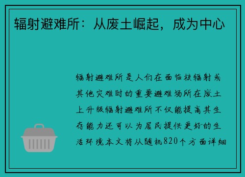 辐射避难所：从废土崛起，成为中心
